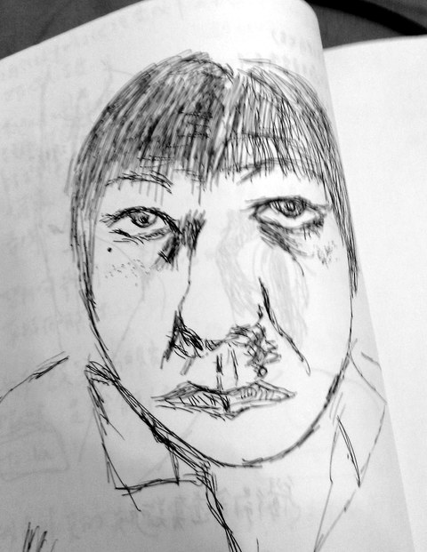 Ballpoint pen self-portrait by Ching-Yi Lai
